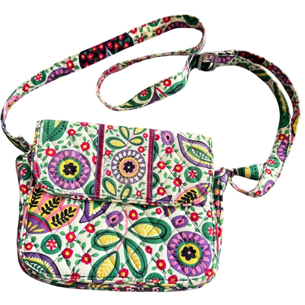 Vera Bradley Quilted Crossbody Bag Women's Multicolor‎ Floral Adjustable Strap